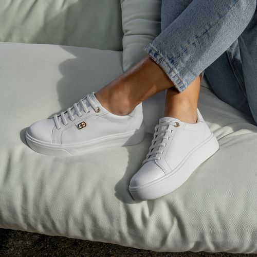 Tênis Pegada Feminino em Couro Branco 211230-01