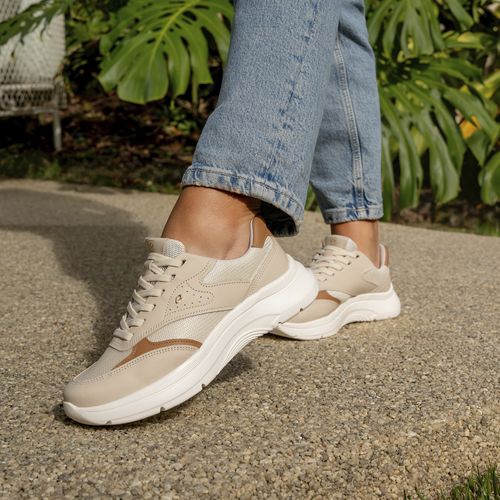 Tênis Pegada Feminino em Couro Off White 211452-04