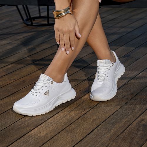 Tênis Pegada Feminino em Couro Branco 210203-01