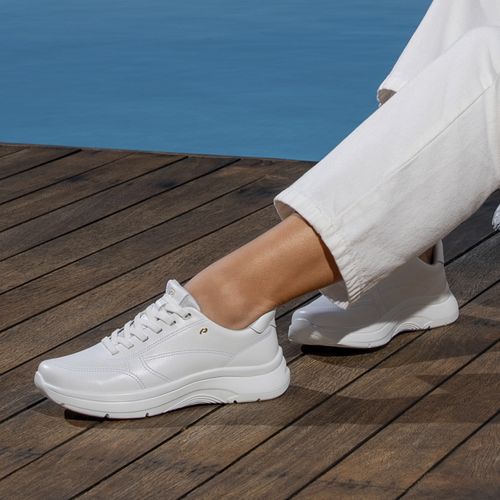 Tênis Pegada Feminino em Couro Branco 211453-01