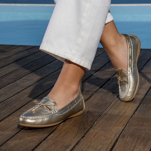 Mocassim Pegada Feminino em Couro Ouro 249010-05