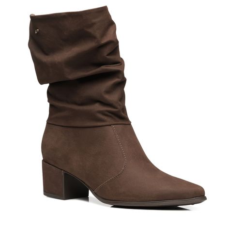 Bota Pegada Feminina em Couro Castanho Cano Médio Slouch 280901-05