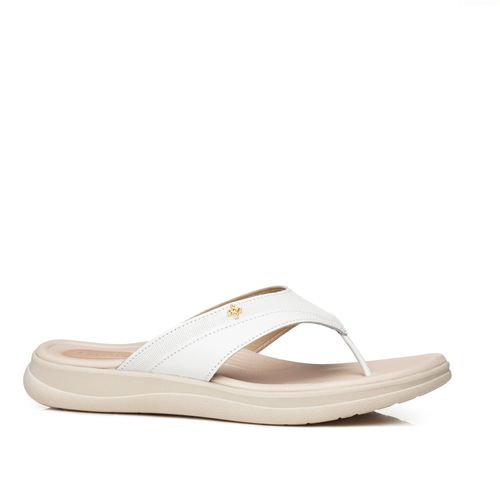 Chinelo Pegada Feminino em Couro Branco 232252-01