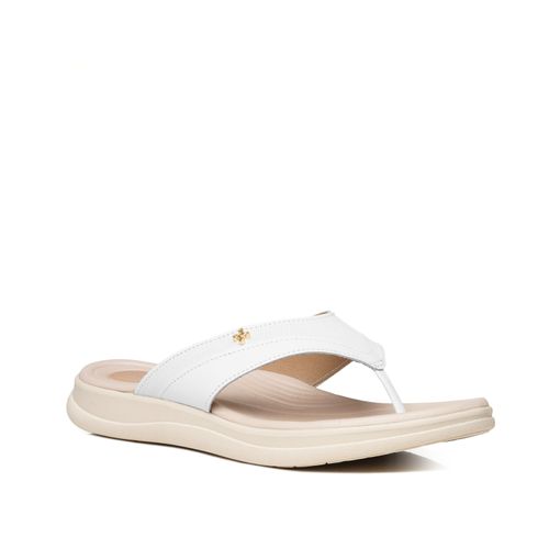 Chinelo Pegada Feminino em Couro Branco 232252-01