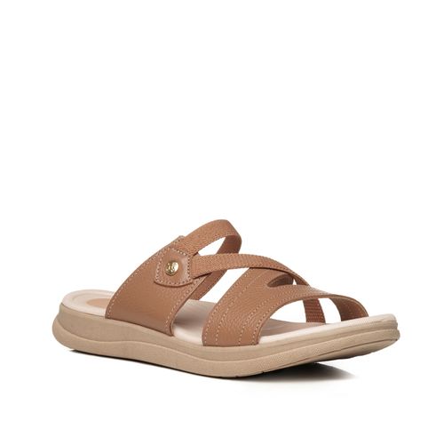 Chinelo Pegada Feminino em Couro Caramelo 232235-03