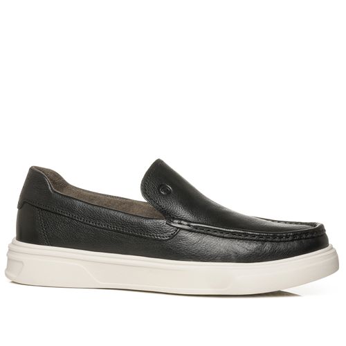 Mocassim Pegada Masculino em Couro Preto 140201-01