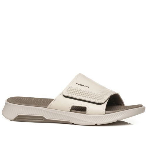 Chinelo Pegada Masculino em Couro Milk 134705-01