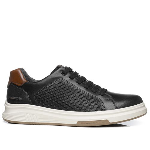 Tênis Casual Pegada Masculino em Couro Preto 112301-08
