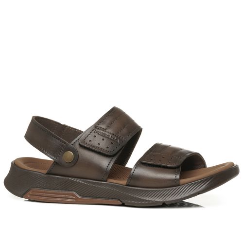 Sandália Pegada Masculina em Couro Cravo 134751-05