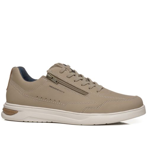Tênis Casual Pegada Masculino em Couro Areia 112404-07