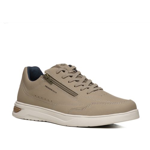 Tênis Casual Pegada Masculino em Couro Areia 112404-07