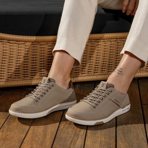 Sapatênis Pegada Masculino em Couro Areia 113505-06
