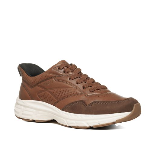Tênis Casual Pegada Masculino em Couro Pinhão 114151-04