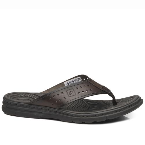 Chinelo Pegada Masculino em Couro Cravo 134202-02