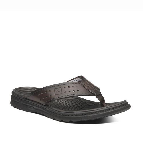 Chinelo Pegada Masculino em Couro Cravo 134202-02