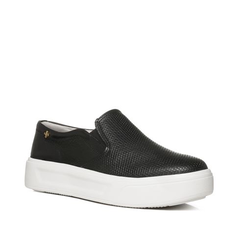 Tênis Pegada Feminino em Couro Preto 211229-03